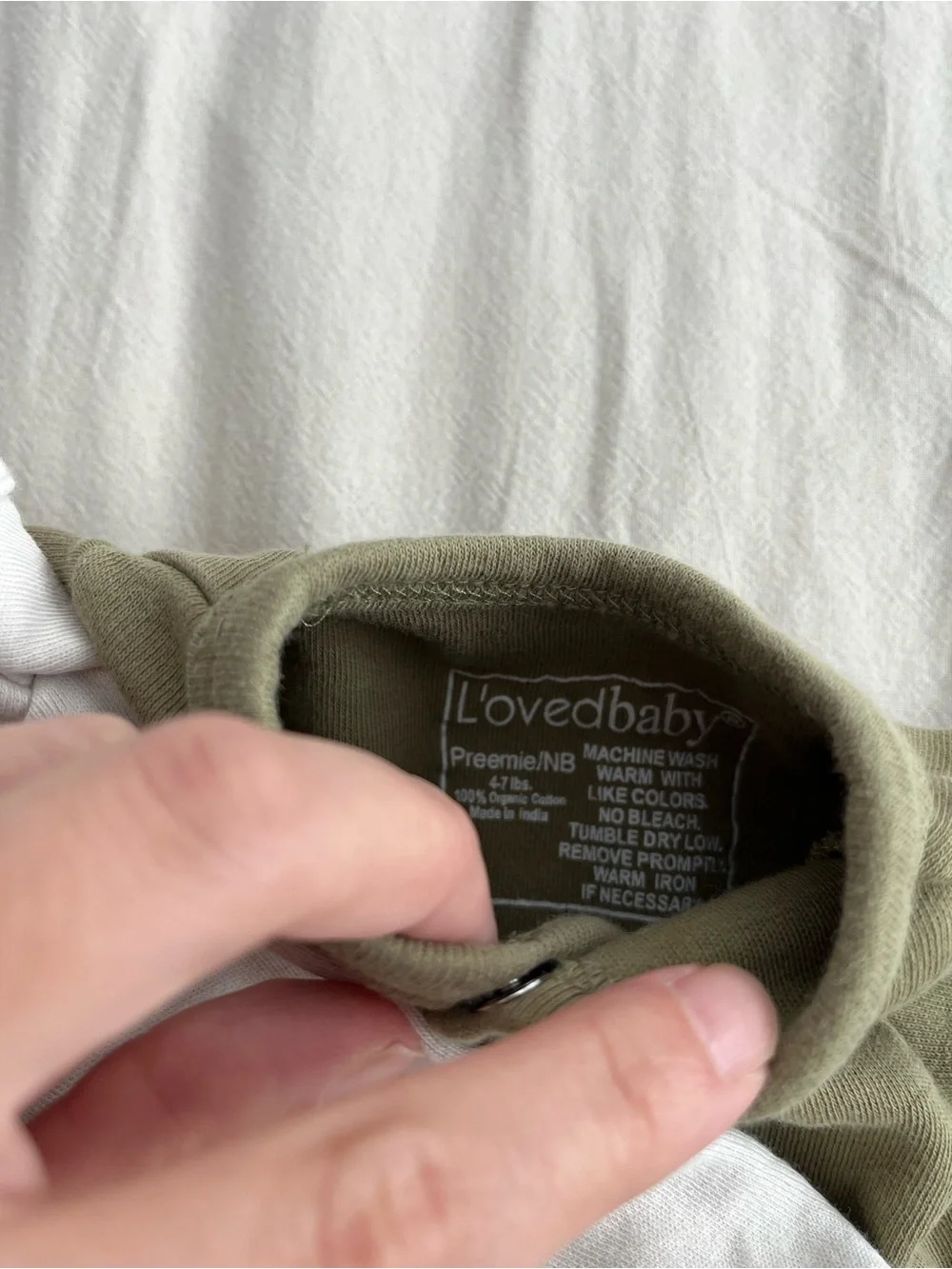 Lot of 4 L'ovedbaby Olive Green Snap-Front Footed and Short Sleeve One-Pieces